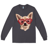 Smoke Chihuahua dog with love glasses Long Sleeve Tee - RanaPortraitStore