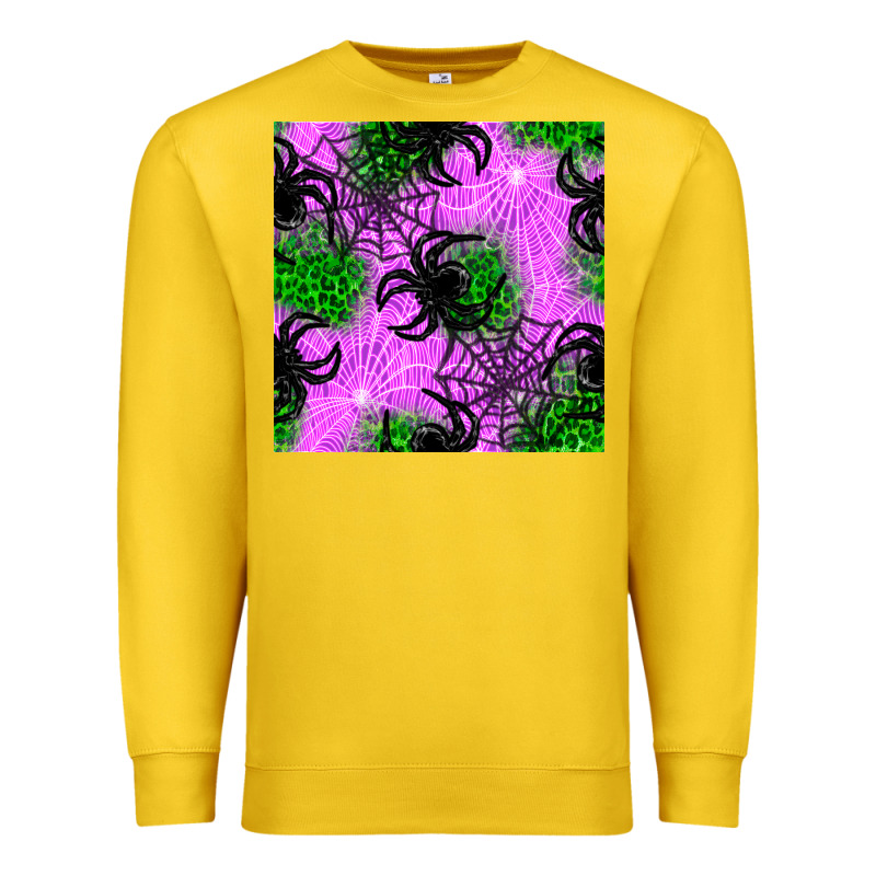 Halloween Spider Green Leopard Seamless Pattern Premium Sweatshirt by BundleAndBundleShop | Teevron