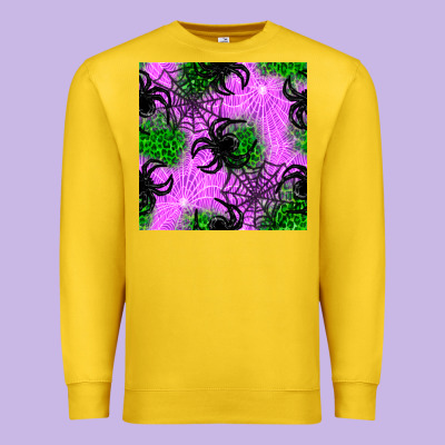 Halloween Spider Green Leopard Seamless Pattern Premium Sweatshirt Designed By Bundleandbundleshop