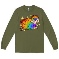 Army Green rainbow sheep with star Long Sleeve Tee - texasbilliewilder