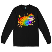 Black rainbow sheep with star Long Sleeve Tee - texasbilliewilder