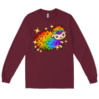 Burgundy rainbow sheep with star Long Sleeve Tee - texasbilliewilder