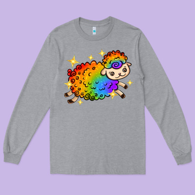 Long Sleeve Tee rainbow sheep with star