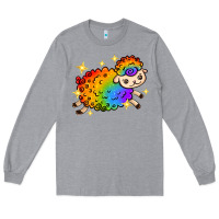 Heather Grey rainbow sheep with star Long Sleeve Tee - texasbilliewilder