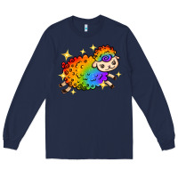 Navy rainbow sheep with star Long Sleeve Tee - texasbilliewilder