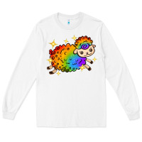 White rainbow sheep with star Long Sleeve Tee - texasbilliewilder