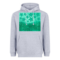 Heather Grey green glitter star Heavyweight Hoodie - JahusDesignShop
