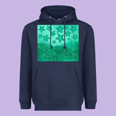 Green Glitter Star Heavyweight Hoodie Designed By Jahusdesignshop