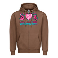 Chestnut Peace Love Cure Breast Cancer Awareness Zipper Hoodie - texasbilliewilder