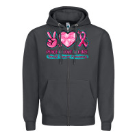 Smoke Peace Love Cure Breast Cancer Awareness Zipper Hoodie - texasbilliewilder