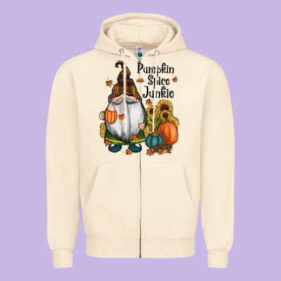 Pumpkin Spice Junkie Zipper Hoodie Designed By Ranaportraitstore