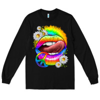 Black rainbow lips with daisies Long Sleeve Tee - texasbilliewilder
