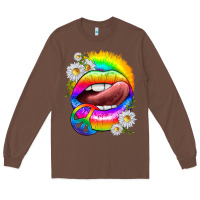 Chestnut rainbow lips with daisies Long Sleeve Tee - texasbilliewilder