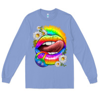 Colony Blue rainbow lips with daisies Long Sleeve Tee - texasbilliewilder