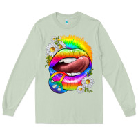 Matcha rainbow lips with daisies Long Sleeve Tee - texasbilliewilder
