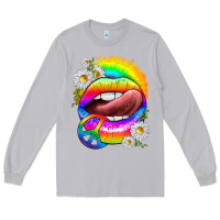 Moon Dust rainbow lips with daisies Long Sleeve Tee - texasbilliewilder