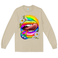 Mushroom rainbow lips with daisies Long Sleeve Tee - texasbilliewilder