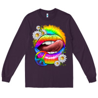 Plum rainbow lips with daisies Long Sleeve Tee - texasbilliewilder