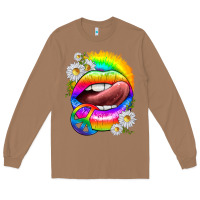Toasted Coconut rainbow lips with daisies Long Sleeve Tee - texasbilliewilder