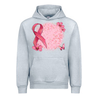 Heather Grey customized breast cancer ribbon and background Urban Hoodie - MaliasSmallBusiness
