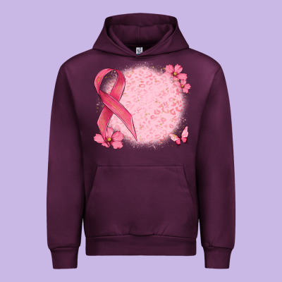 Customized Breast Cancer Ribbon And Background Urban Hoodie Designed By Maliassmallbusiness