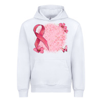 White customized breast cancer ribbon and background Urban Hoodie - MaliasSmallBusiness
