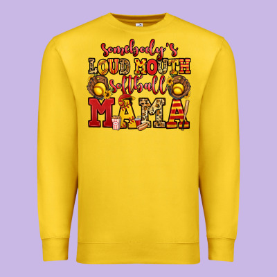 Somebody's Loud Mouth Softball Mama Premium Sweatshirt Designed By Jasminsmagicworld