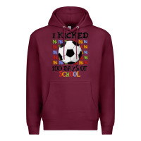 Burgundy i kicked 100 days of school Premium Hoodie - MaliasSmallBusiness