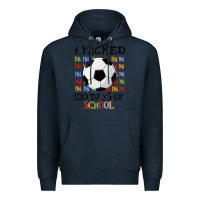 Navy i kicked 100 days of school Premium Hoodie - MaliasSmallBusiness