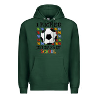 Sports Green i kicked 100 days of school Premium Hoodie - MaliasSmallBusiness