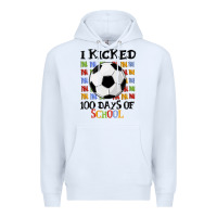 White i kicked 100 days of school Premium Hoodie - MaliasSmallBusiness