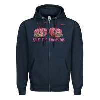 Navy Save The Pumpkins Zipper Hoodie - texasbilliewilder