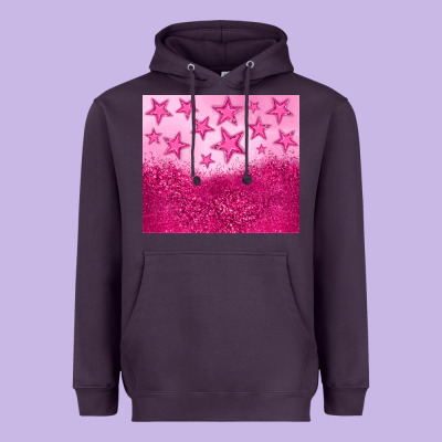Pink Glitter Star Heavyweight Hoodie Designed By Jahusdesignshop