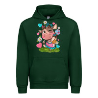 Forest Green little cute cow Urban Hoodie - NancyCooperArtShop