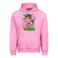 Fuchsia Pink little cute cow Urban Hoodie - NancyCooperArtShop