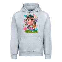 Heather Grey little cute cow Urban Hoodie - NancyCooperArtShop
