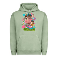 Pigment Oil Green little cute cow Urban Hoodie - NancyCooperArtShop