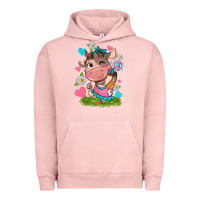 Pigment Salmon little cute cow Urban Hoodie - NancyCooperArtShop