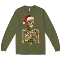 Army Green Christmas Skeleton Long Sleeve Tee - RanaPortraitStore
