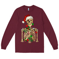 Burgundy Christmas Skeleton Long Sleeve Tee - RanaPortraitStore