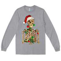 Heather Grey Christmas Skeleton Long Sleeve Tee - RanaPortraitStore