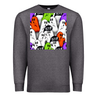 Charcoal Heather boo ghosts seamless pattern Premium Sweatshirt - BundleAndBundleShop
