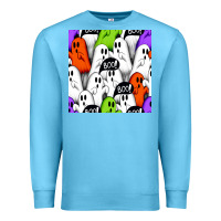 Ocean Blue boo ghosts seamless pattern Premium Sweatshirt - BundleAndBundleShop