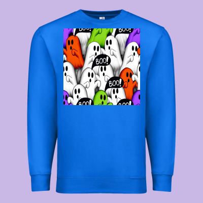 Boo Ghosts Seamless Pattern Premium Sweatshirt Designed By Bundleandbundleshop