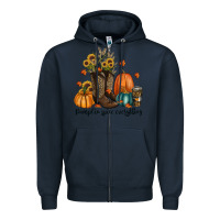 Navy pumpkin spice everything Zipper Hoodie - RanaPortraitStore