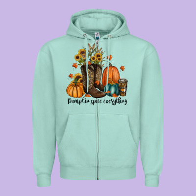 Pumpkin Spice Everything Zipper Hoodie Designed By Ranaportraitstore