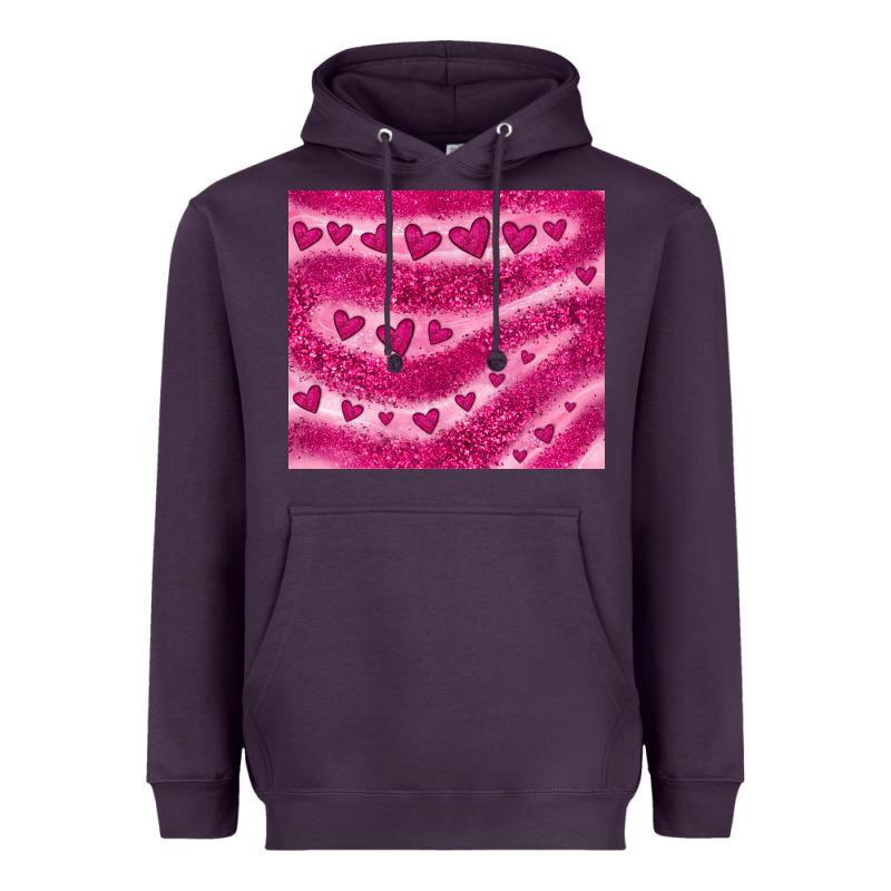 Pink Glitter Heart Heavyweight Hoodie by JahusDesignShop | Teevron
