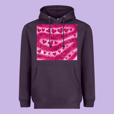 Pink Glitter Heart Heavyweight Hoodie Designed By Jahusdesignshop