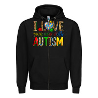 Black i love someone with autism Zipper Hoodie - Zillion Design Studio