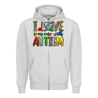 Dove Grey i love someone with autism Zipper Hoodie - Zillion Design Studio